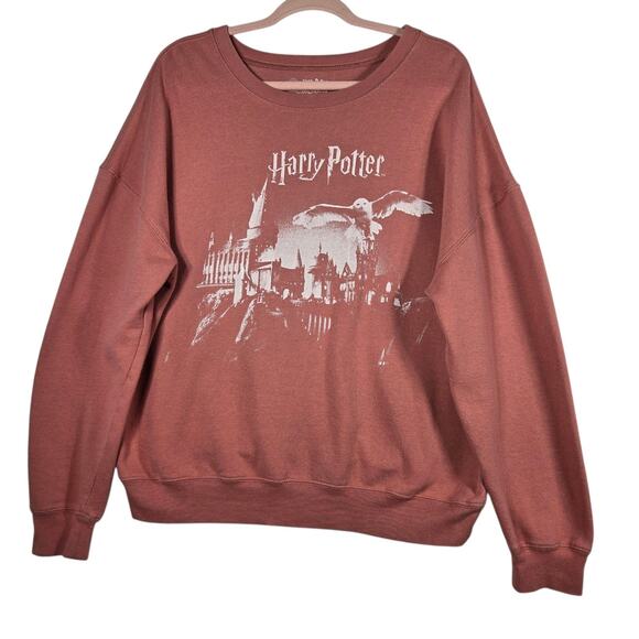 Harry Potter Sweatshirt Womens 1X Pink Crewneck Wizarding World Hedwig Hogwarts - Picture 1 of 10